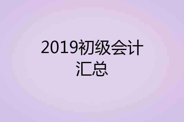 2019初级会计汇总