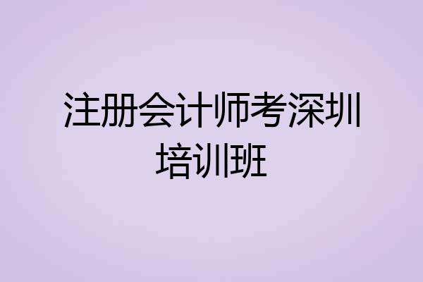 注册会计师考深圳培训班