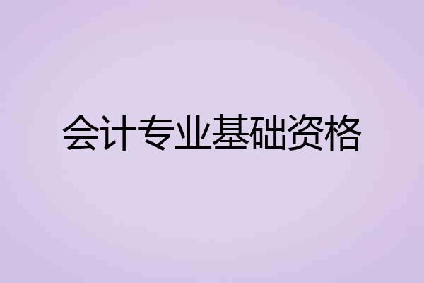 会计专业基础资格