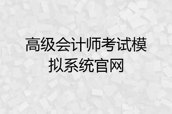 高级会计师考试模拟系统官网