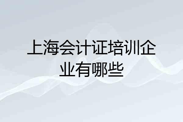 上海会计证培训企业有哪些