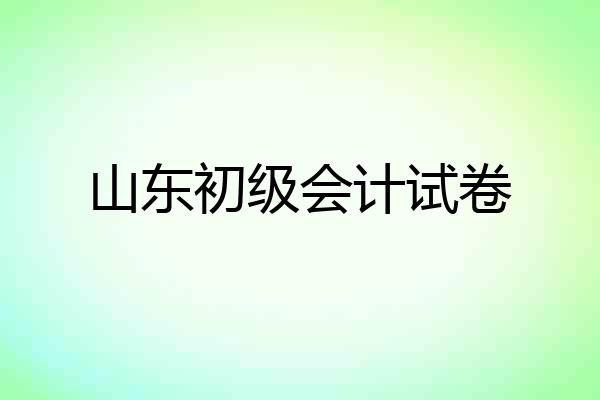 山东初级会计试卷