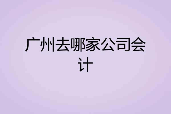 广州去哪家公司会计