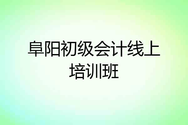 阜阳初级会计线上培训班