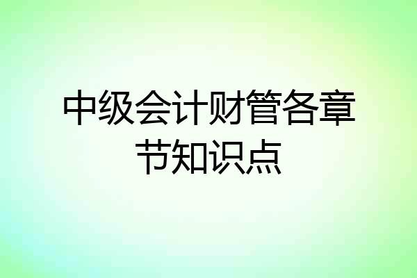 中级会计财管各章节知识点
