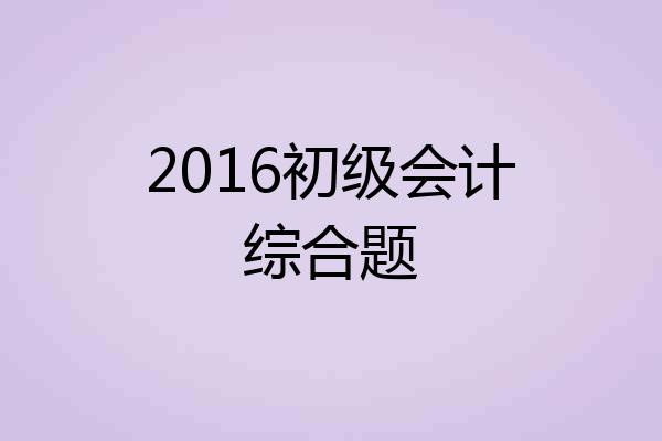 2016初级会计综合题