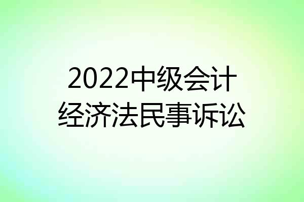 2022中级会计经济法民事诉讼