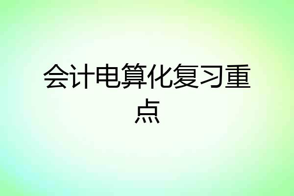 会计电算化复习重点
