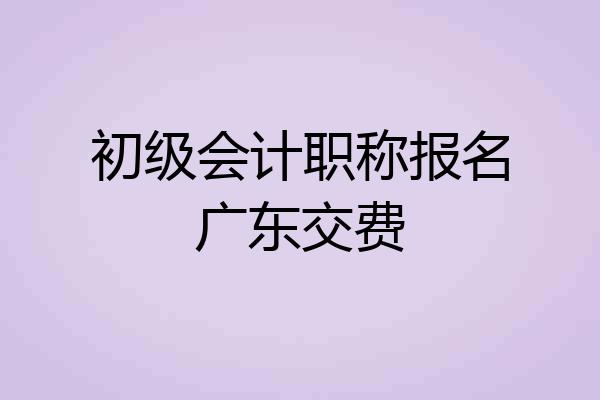 初级会计职称报名广东交费