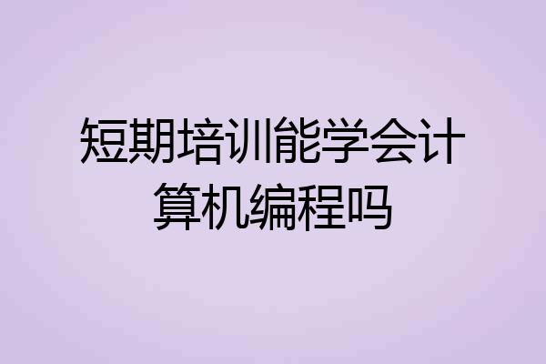 短期培训能学会计算机编程吗
