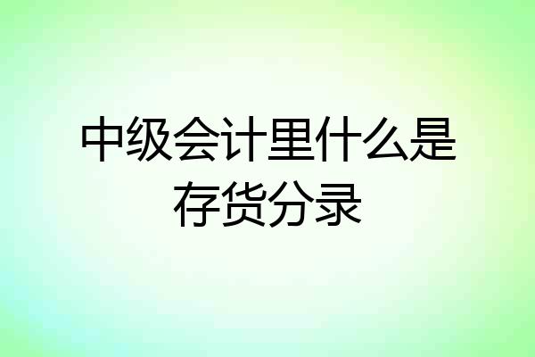 中级会计里什么是存货分录