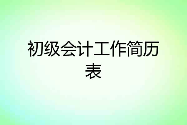 初级会计工作简历表