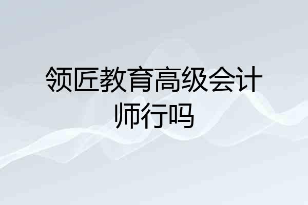 领匠教育高级会计师行吗