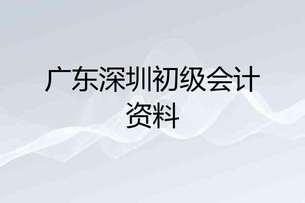 广东深圳初级会计资料