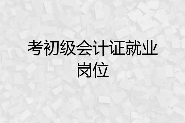 考初级会计证就业岗位