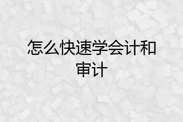怎么快速学会计和审计