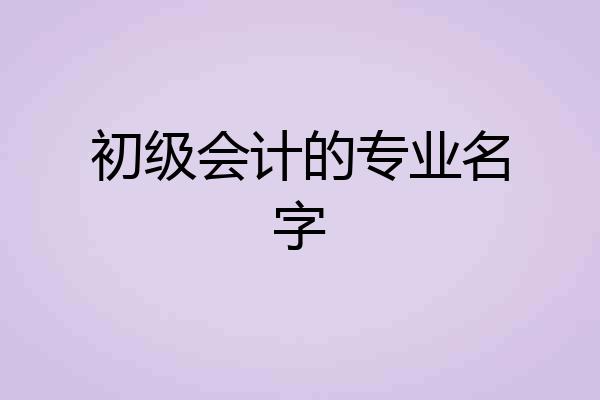 初级会计的专业名字