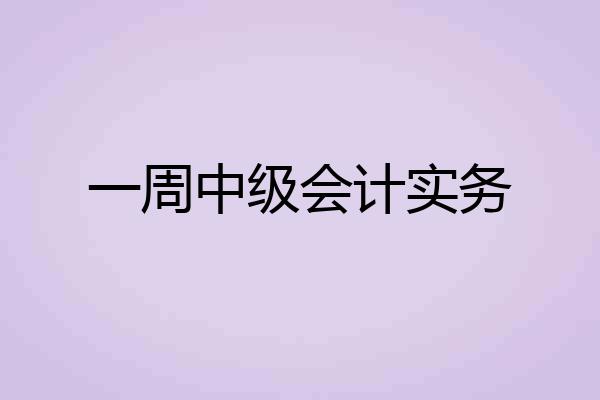 一周中级会计实务