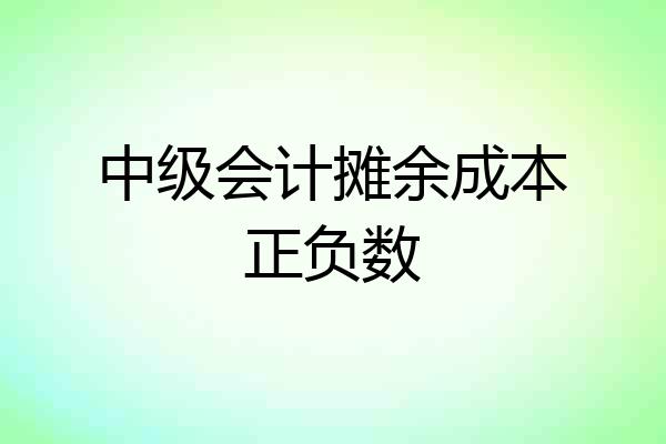 中级会计摊余成本正负数