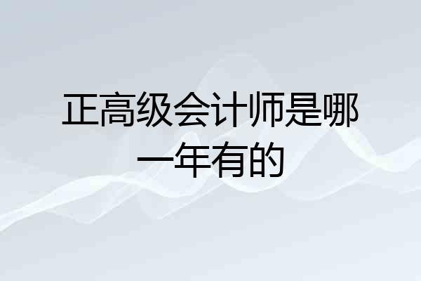 正高级会计师是哪一年有的