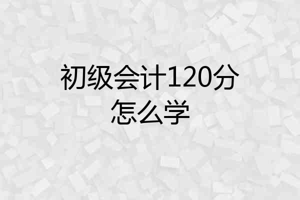 初级会计120分怎么学