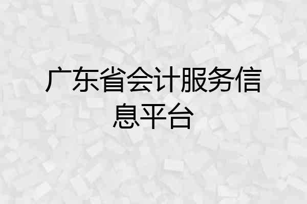 广东省会计服务信息平台