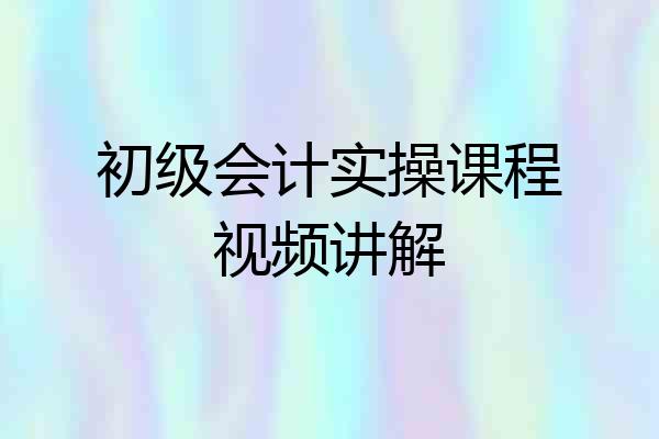 初级会计实操课程视频讲解