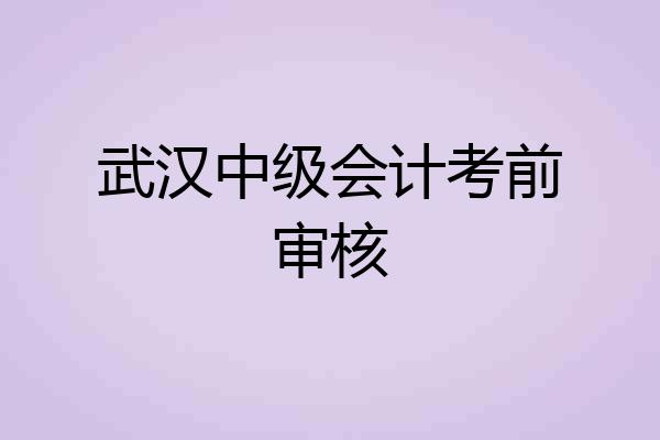 武汉中级会计考前审核