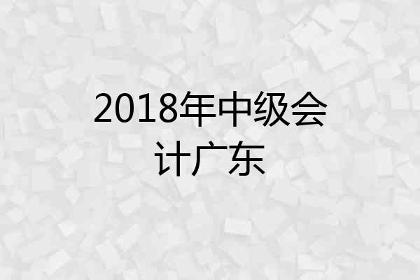 2018年中级会计广东