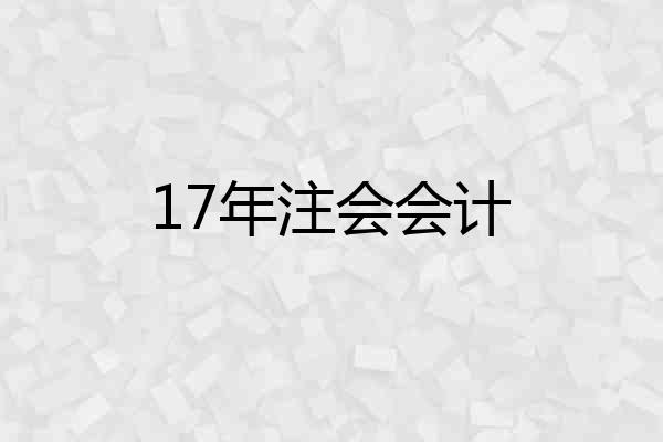 17年注会会计