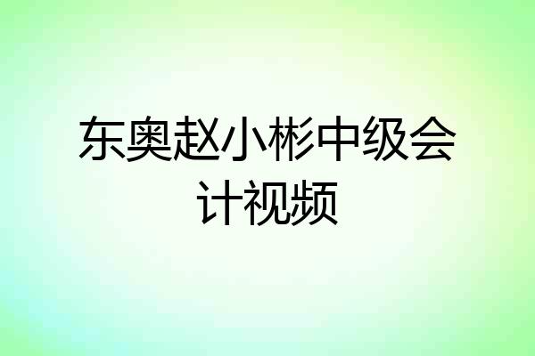 东奥赵小彬中级会计视频