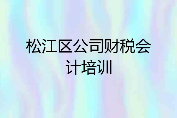 松江区公司财税会计培训