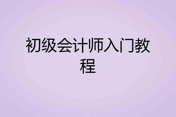 初级会计师入门教程