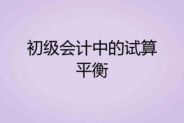初级会计中的试算平衡