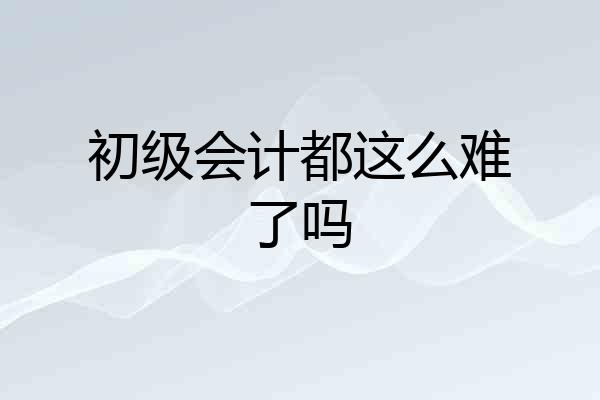 初级会计都这么难了吗