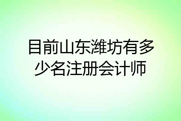 目前山东潍坊有多少名注册会计师