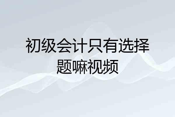 初级会计只有选择题嘛视频