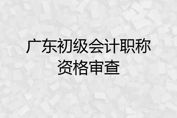 广东初级会计职称资格审查