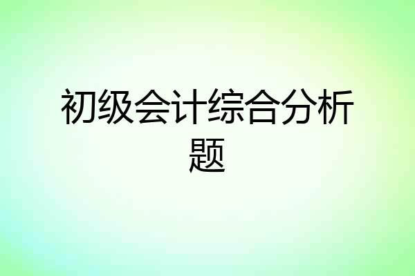 初级会计综合分析题