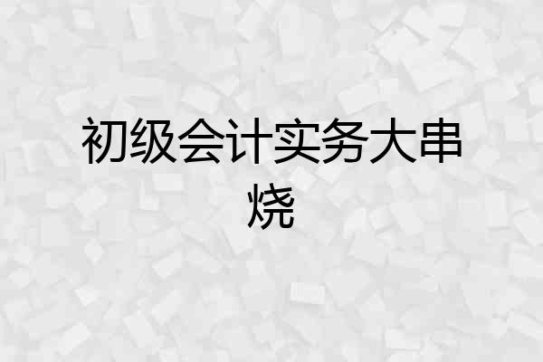 初级会计实务大串烧