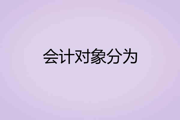 会计对象分为