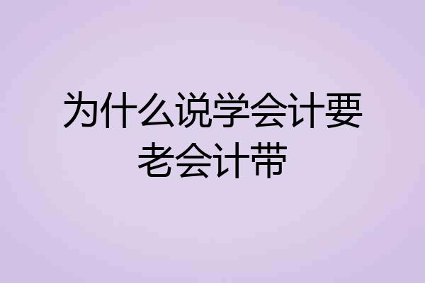 为什么说学会计要老会计带
