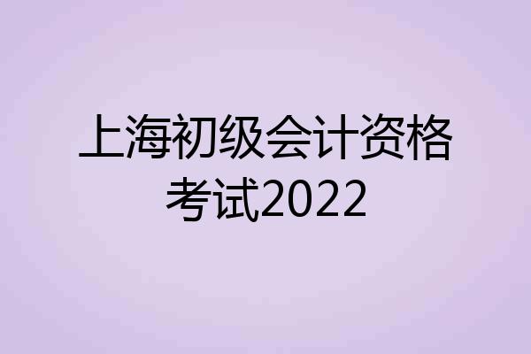 上海初级会计资格考试2022