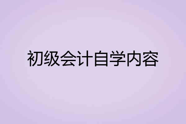 初级会计自学内容
