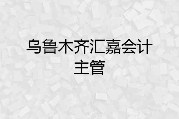 乌鲁木齐汇嘉会计主管