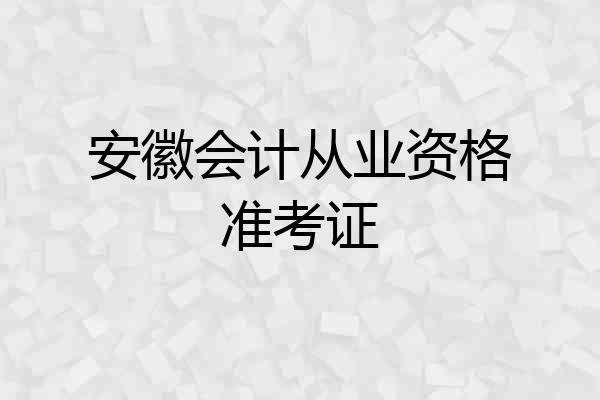 安徽会计从业资格准考证