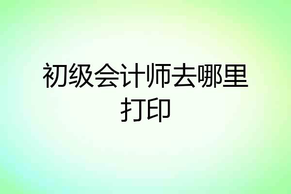 初级会计师去哪里打印
