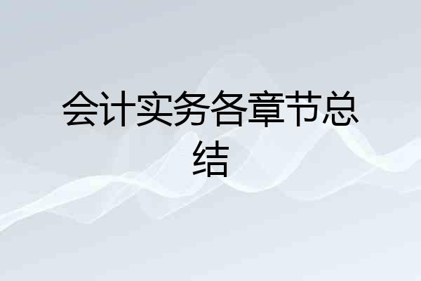 会计实务各章节总结