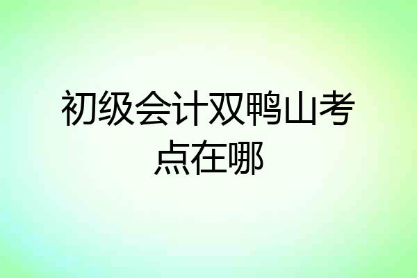 初级会计双鸭山考点在哪