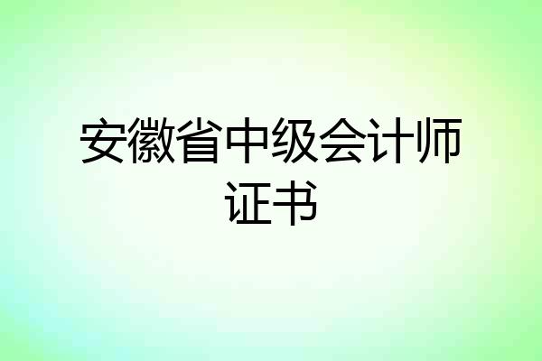安徽省中级会计师证书